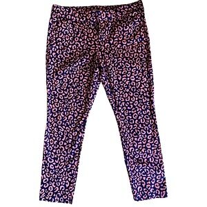 Old Navy Pink and Navy Leopard Print Pixie Ankle Pants Sz 12